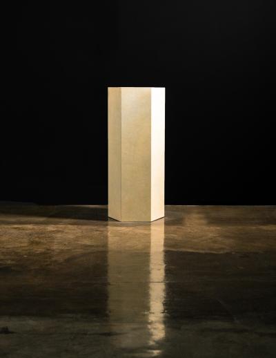  Costantini Design Goatskin Modern Minimal Side Table by Costantini Pergamino Hex Alto In Stock