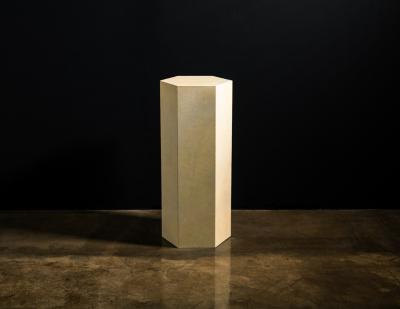  Costantini Design Goatskin Modern Minimal Side Table by Costantini Pergamino Hex Alto In Stock