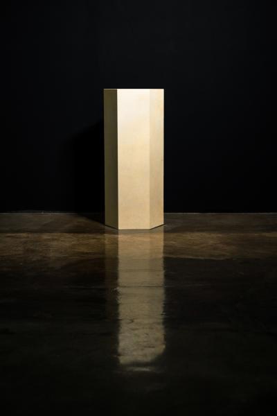  Costantini Design Goatskin Modern Minimal Side Table by Costantini Pergamino Hex Alto In Stock