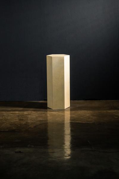  Costantini Design Goatskin Modern Minimal Side Table by Costantini Pergamino Hex Alto In Stock