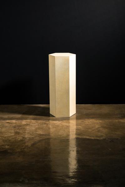  Costantini Design Goatskin Modern Minimal Side Table by Costantini Pergamino Hex Alto In Stock
