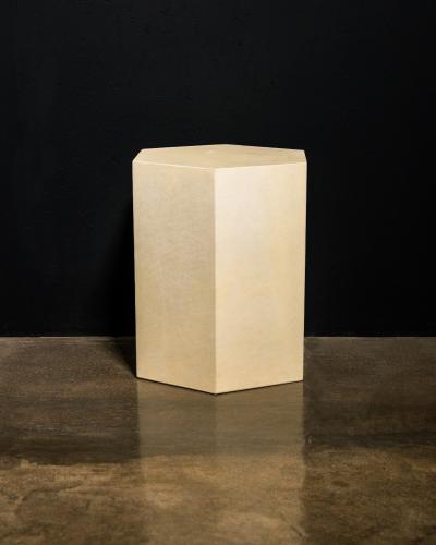  Costantini Design Goatskin Modern Minimal Side Table by Costantini Pergamino Hex Chico In Stock