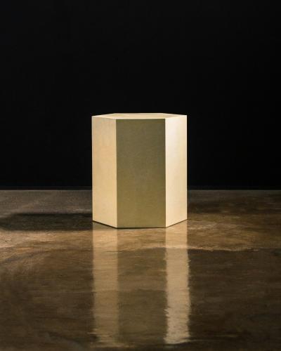  Costantini Design Goatskin Modern Minimal Side Table by Costantini Pergamino Hex Chico In Stock