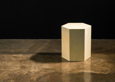 Costantini Design Goatskin Modern Minimal Side Table by Costantini Pergamino Hex Chico In Stock