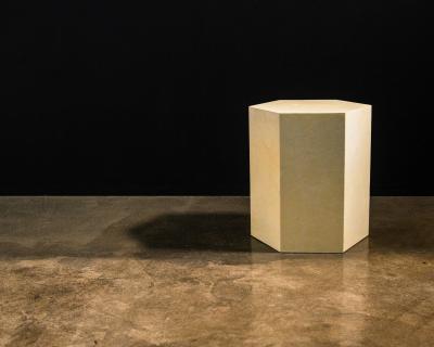  Costantini Design Goatskin Modern Minimal Side Table by Costantini Pergamino Hex Chico In Stock