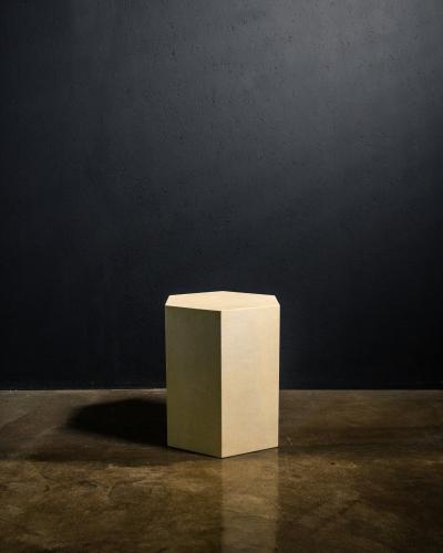  Costantini Design Goatskin Modern Minimal Side Table by Costantini Pergamino Hex Chico In Stock