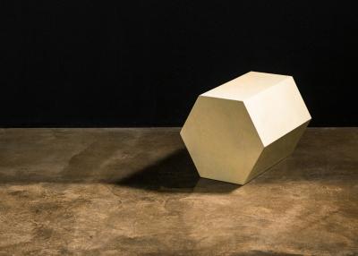  Costantini Design Goatskin Modern Minimal Side Table by Costantini Pergamino Hex Chico In Stock