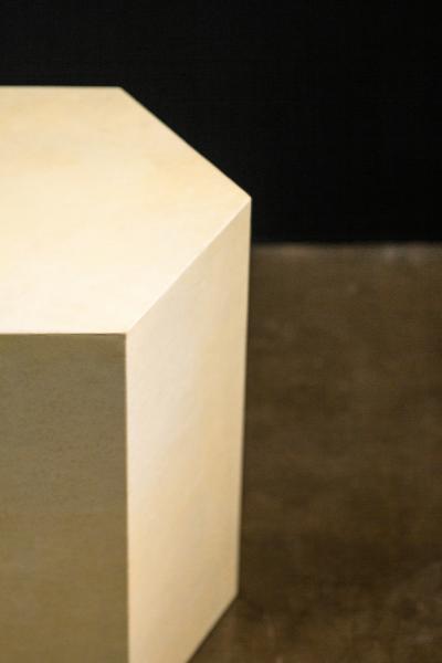  Costantini Design Goatskin Modern Minimal Side Table by Costantini Pergamino Hex Chico In Stock