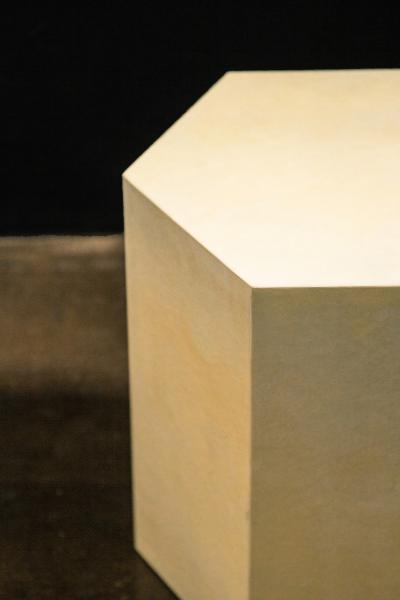  Costantini Design Goatskin Modern Minimal Side Table by Costantini Pergamino Hex Chico In Stock