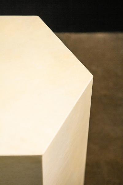  Costantini Design Goatskin Modern Minimal Side Table by Costantini Pergamino Hex Chico In Stock