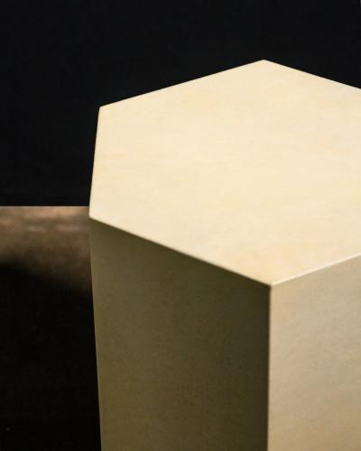  Costantini Design Goatskin Modern Minimal Side Table by Costantini Pergamino Hex Chico In Stock