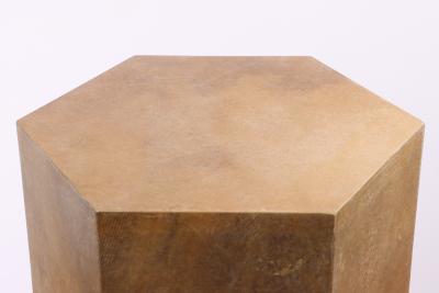  Costantini Design Goatskin Modern Side Table by Costantini Pergamino Hex Alto Caramel In Stock