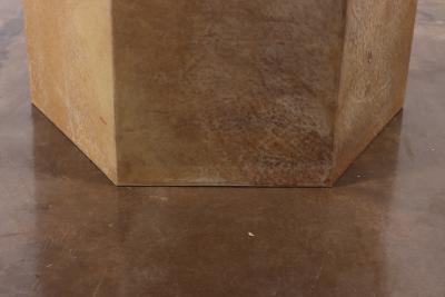  Costantini Design Goatskin Modern Side Table by Costantini Pergamino Hex Alto Caramel In Stock