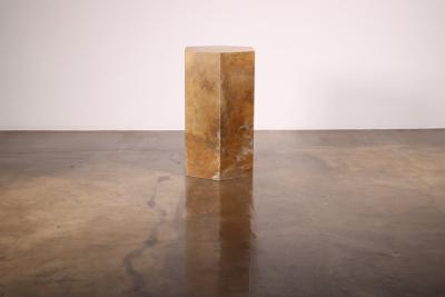 Costantini Design Goatskin Modern Side Table by Costantini Pergamino Hex Caramel In Stock