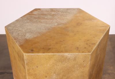  Costantini Design Goatskin Modern Side Table by Costantini Pergamino Hex Caramel In Stock