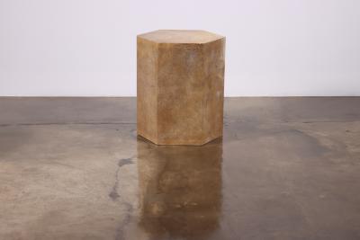  Costantini Design Goatskin Modern Side Table by Costantini Pergamino Hex Chico Caramel in Stock