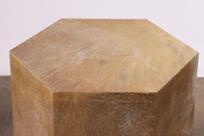  Costantini Design Goatskin Modern Side Table by Costantini Pergamino Hex Chico Caramel in Stock