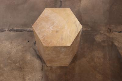  Costantini Design Goatskin Modern Side Table by Costantini Pergamino Hex Chico Caramel in Stock