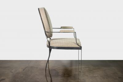  Costantini Design Hand Forged Iron Chair Upholstered in Fabric by Costantini Andre In Stock