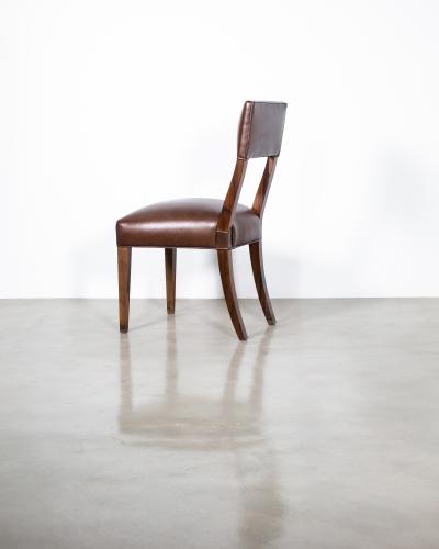  Costantini Design High Back Dining Chair in Exotic Wood and Brown Leather from Costantini