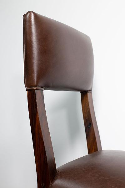  Costantini Design High Back Dining Chair in Exotic Wood and Brown Leather from Costantini