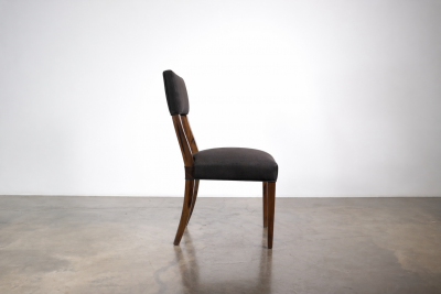  Costantini Design High Back Dining Chair in Wood and Black Fabric by Costantini Luca In Stock