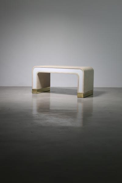  Costantini Design Lacquered Linen and Bronze Coffee Table by Costantini Cascata In Stock