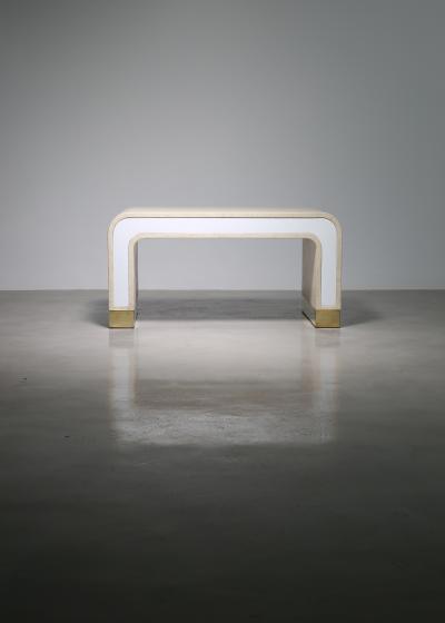  Costantini Design Lacquered Linen and Bronze Coffee Table by Costantini Cascata In Stock