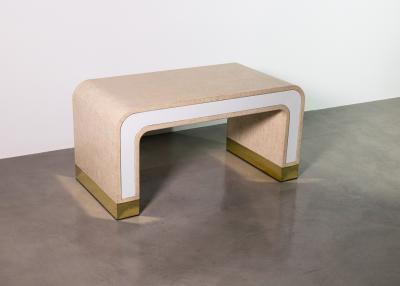  Costantini Design Lacquered Linen and Bronze Coffee Table by Costantini Cascata In Stock