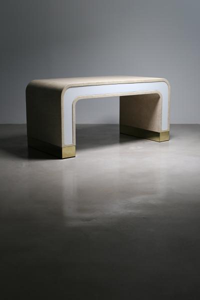  Costantini Design Lacquered Linen and Bronze Coffee Table by Costantini Cascata In Stock
