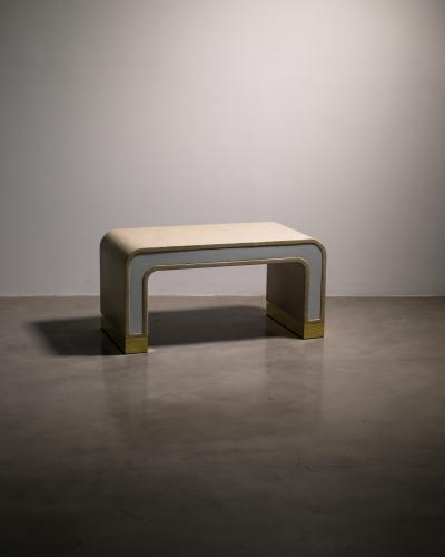  Costantini Design Lacquered Linen and Bronze Coffee Table by Costantini Cascata In Stock