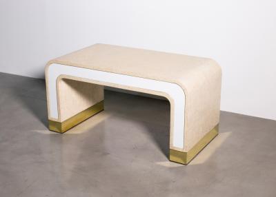  Costantini Design Lacquered Linen and Bronze Coffee Table by Costantini Cascata In Stock