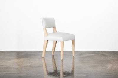  Costantini Design Light Blue Leather Dining Chair in Ivorywood by Costantini Bruno In Stock