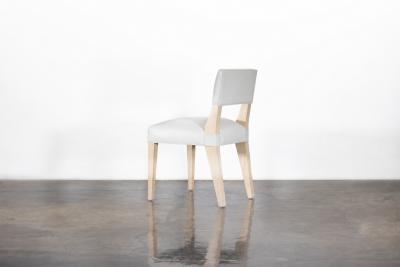  Costantini Design Light Blue Leather Dining Chair in Ivorywood by Costantini Bruno In Stock