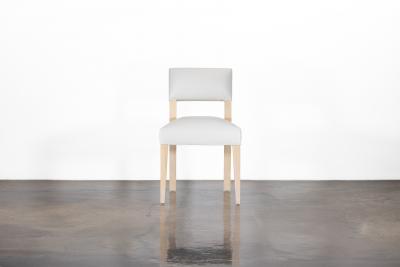  Costantini Design Light Blue Leather Dining Chair in Ivorywood by Costantini Bruno In Stock