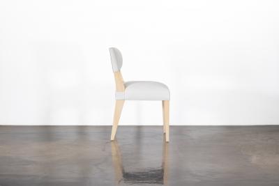  Costantini Design Light Blue Leather Dining Chair in Ivorywood by Costantini Bruno In Stock