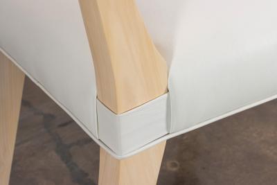  Costantini Design Light Blue Leather Dining Chair in Ivorywood by Costantini Bruno In Stock