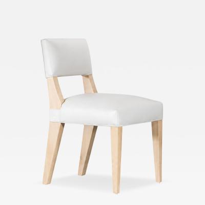  Costantini Design Light Blue Leather Dining Chair in Ivorywood by Costantini Bruno In Stock