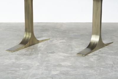  Costantini Design Live Edge Claro Walnut Slab Table with Cast Bronze Bases by Costantini Ambrosi