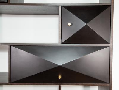  Costantini Design Macassar Ebony Modern Shelf Unit with Bronze Pulls from Costantini Zeno