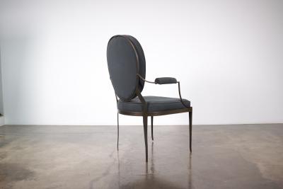 Costantini Design Metal Round Back Chair Upholstered in Fabric by Costantini Andre In Stock