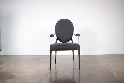  Costantini Design Metal Round Back Chair Upholstered in Fabric by Costantini Andre In Stock