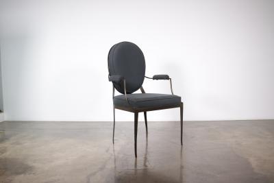  Costantini Design Metal Round Back Chair Upholstered in Fabric by Costantini Andre In Stock