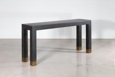 Costantini Design Minimal Console Table with Bronze Sabots in Black Maple Wood by Costantini Dino