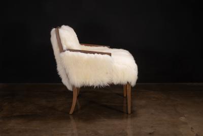  Costantini Design Modern Argentine Wood and Sheepskin Lounge Chair by Costantini Ovino In Stock