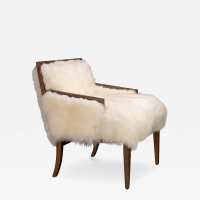  Costantini Design Modern Argentine Wood and Sheepskin Lounge Chair by Costantini Ovino In Stock