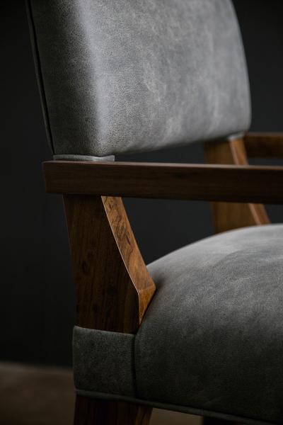  Costantini Design Modern Arm Chair in Argentine Exotic Wood and Leather by Costantini Bruno