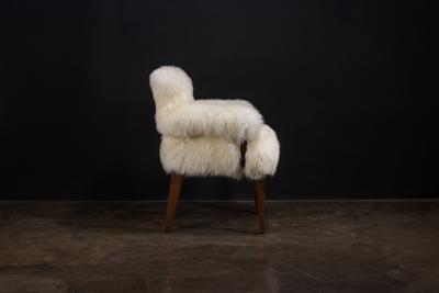  Costantini Design Modern Armchair in Exotic Wood and Sheepskin by Costantini Bruno Ovino Armchair