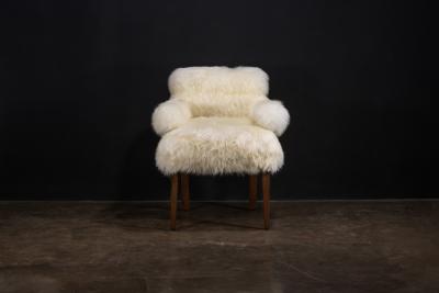  Costantini Design Modern Armchair in Exotic Wood and Sheepskin by Costantini Bruno Ovino Armchair