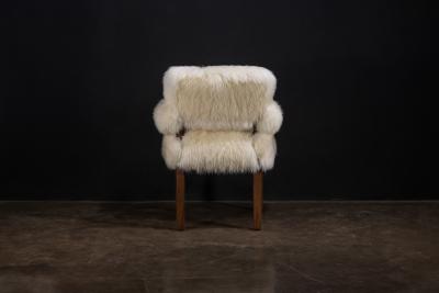  Costantini Design Modern Armchair in Exotic Wood and Sheepskin by Costantini Bruno Ovino Armchair